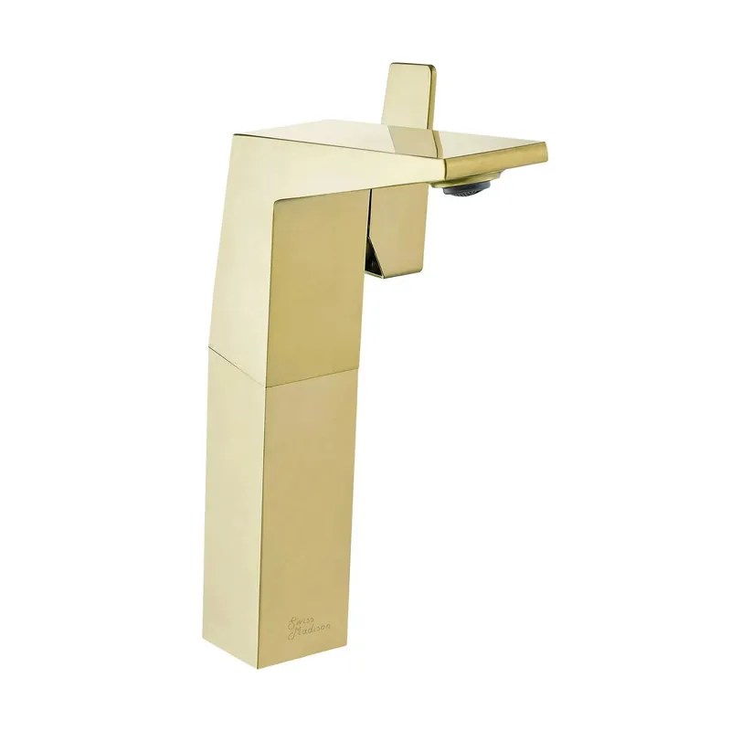 Swiss Madison Carré 9" Brushed Gold Single Hole Bathroom Faucet With Flow Rate of 1.2 GPM Mega Sale