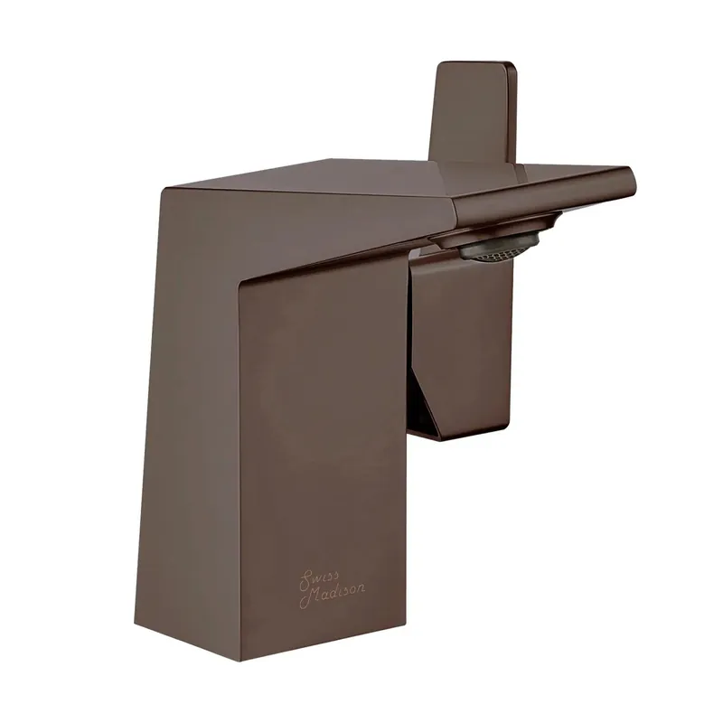 No Minimum Order Swiss Madison Carré 6" Oil Rubbed Bronze Single Hole Bathroom Faucet With Flow Rate of 1.2 GPM