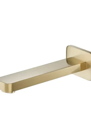 Discount Flusso Faucets Serie 196 7" Single-Hole Satin Brass PVD Solid Brass Wall-Mounted Non-Diverting Bathtub Spout