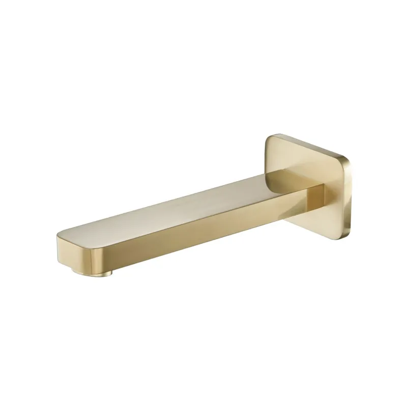 Discount Flusso Faucets Serie 196 7" Single-Hole Satin Brass PVD Solid Brass Wall-Mounted Non-Diverting Bathtub Spout