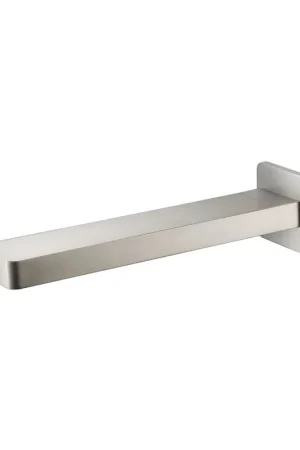 Viral Flusso Faucets Serie 196 7" Single-Hole Brushed Nickel PVD Solid Brass Wall-Mounted Non-Diverting Bathtub Spout