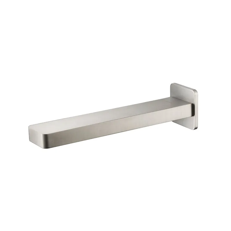 Viral Flusso Faucets Serie 196 7" Single-Hole Brushed Nickel PVD Solid Brass Wall-Mounted Non-Diverting Bathtub Spout