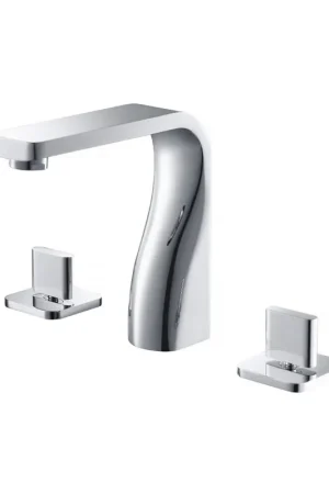 Trending Flusso Faucets Serie 260 8" Three-Hole Chrome Solid Brass Deck-Mounted Widespread Bathroom Sink Faucet With Overflow Pop-Up Drain