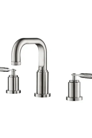 Fast Shipping Flusso Faucets Serie 250 14" Three-Hole Chrome Solid Brass Deck-Mounted Widespread Bathroom Sink Faucet With Overflow Pop-Up Drain