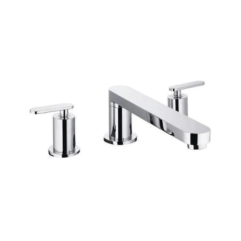 Latest Flusso Faucets Serie 110 12" Three-Hole Chrome Solid Brass Deck-Mounted Widespread Bathroom Sink Faucet With Overflow Pop-Up Drain