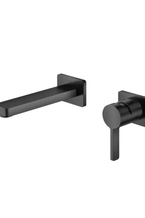 Brand New Flusso Faucets Serie 260 7" Two-Hole Matte Black Wall-Mounted Bathroom Sink Faucet With Rough In Valve
