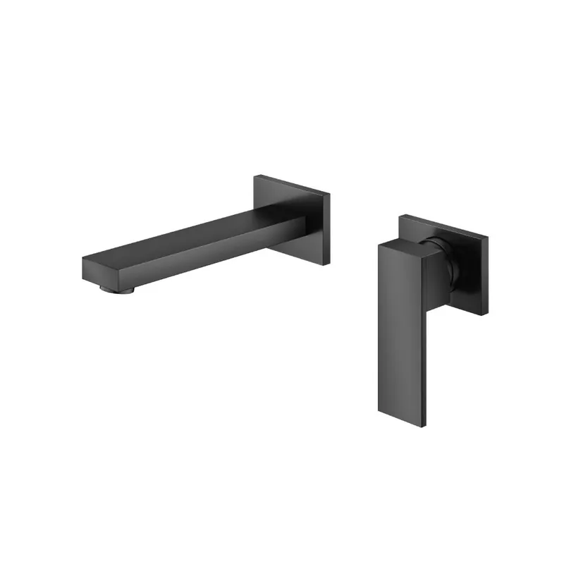 Flusso Faucets Serie 160 7" Two-Hole Matte Black Wall-Mounted Bathroom Sink Faucet With Rough In Valve Top Pick