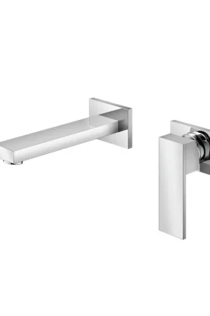 Buy Today Flusso Faucets Serie 160 7" Two-Hole Chrome Wall-Mounted Bathroom Sink Faucet With Rough In Valve