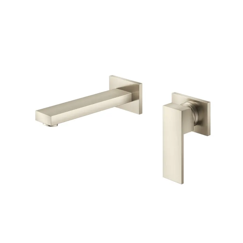 Hassle-Free Returns Flusso Faucets Serie 160 7" Two-Hole Brushed Nickel PVD Wall-Mounted Bathroom Sink Faucet With Rough In Valve