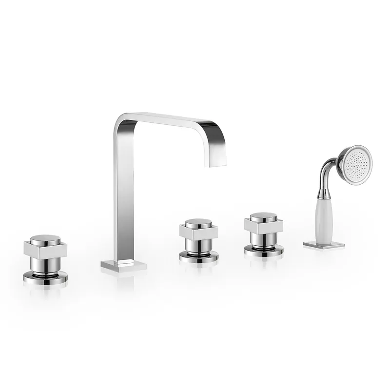 Limited Edition Altair Vikran Polished Chome Triple Handle Deck-mounted Bathtub Faucet With Handshower