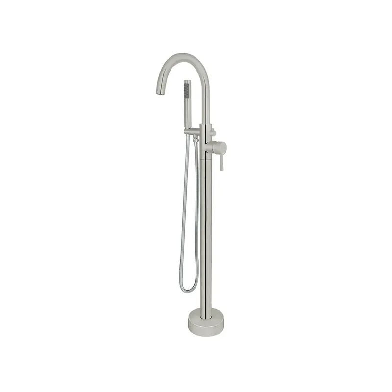 Bellaterra Home 45" Single-Handle Floor-Mount Freestanding Brushed Nickel Bathtub Faucet With Hand Shower No Minimum Order