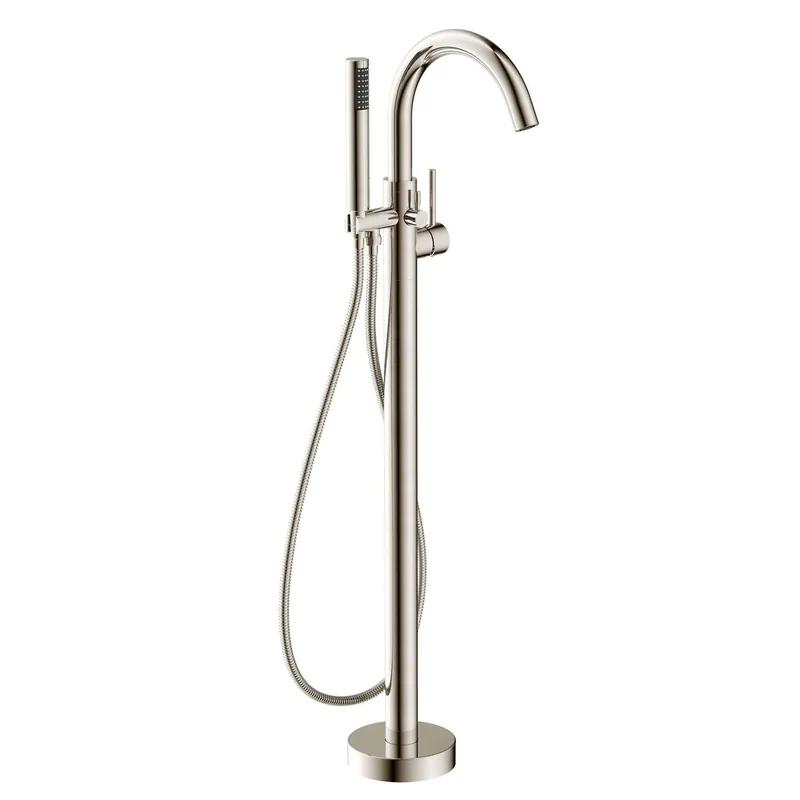 ANZZI Coral Series 2-Handle Brushed Nickel Clawfoot Tub Faucet With Euro-Grip Handheld Sprayer Handmade