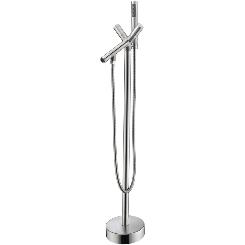 ANZZI Havasu Series 2-Handle Brushed Nickel Clawfoot Tub Faucet With Euro-Grip Handheld Sprayer Cheap