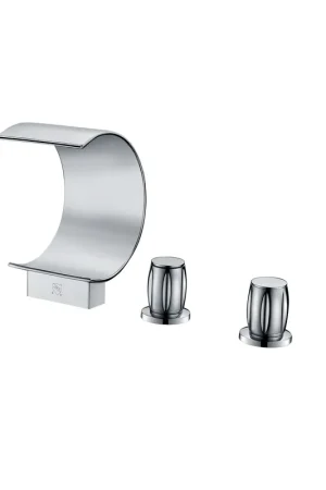 Warranty Included ANZZI Ribbon Series 3-Handle Polished Chrome Waterfall Spout Roman Tub Faucet With Euro-Grip Handheld Sprayer
