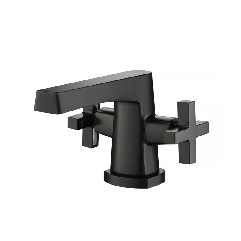 Hot Deal Flusso Faucets Serie 240 4" Two-Handle Single-Hole Matte Black Deck-Mounted Bathroom Sink Faucet With Pop-Up Drain