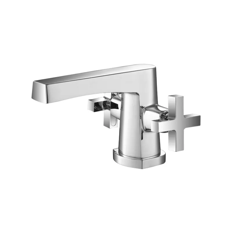 Professional Grade Flusso Faucets Serie 240 4" Two-Handle Single-Hole Chrome Deck-Mounted Bathroom Sink Faucet With Pop-Up Drain