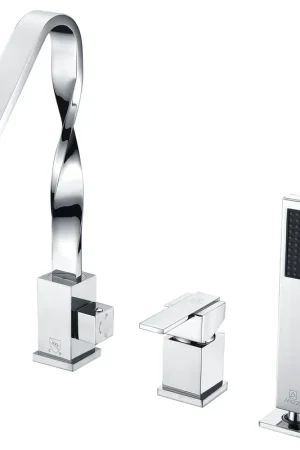 ANZZI Alamere Series Single Handle Polished Chrome High-Arc Roman Tub Faucet With Euro-Grip Handheld Sprayer Buy Online