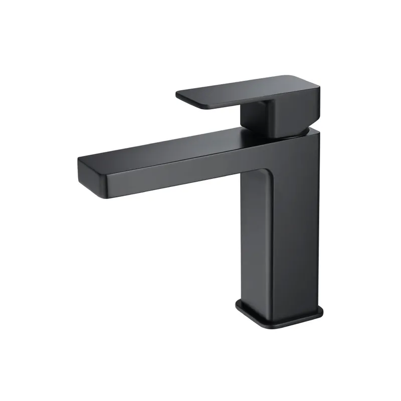 Flusso Faucets Serie 196 7" Single-Hole Matte Black Deck-Mounted Bathroom Sink Faucet With Pop-Up Drain and Adjustable Hot Limit Safety Stop Genuine
