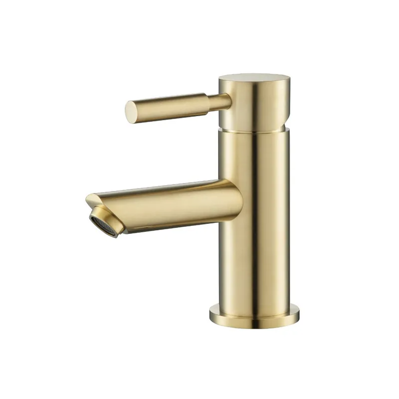 Reduced Price Flusso Faucets Serie 100 6" Single-Hole Satin Brass PVD Deck-Mounted Bathroom Sink Faucet With Pop-Up Drain