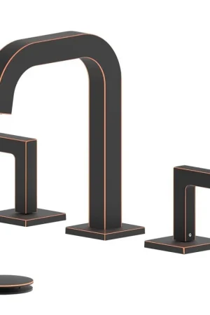 Authentic Bellaterra Home Kiel 7" Double-Handle Widespread Oil Rubbed Bronze Bathroom Sink Faucet With Drain Assembly