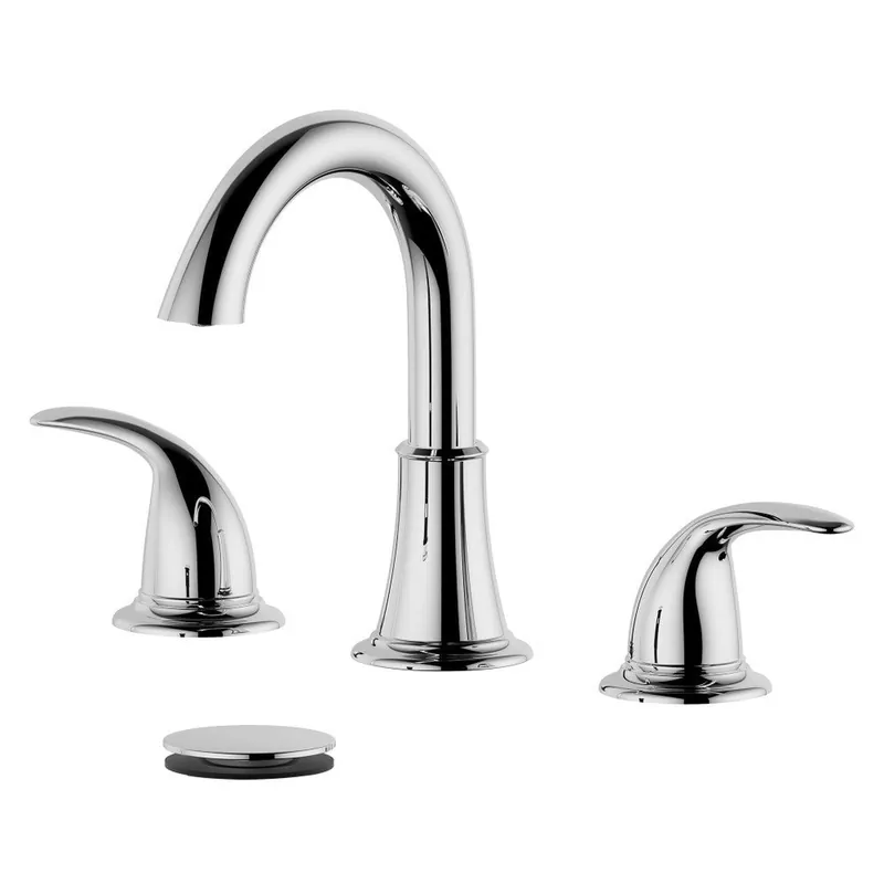 Bellaterra Home Karmel 7" Double-Handle Widespread Polished Chrome Bathroom Sink Faucet With Overflow Drain Assembly Worldwide Shipping