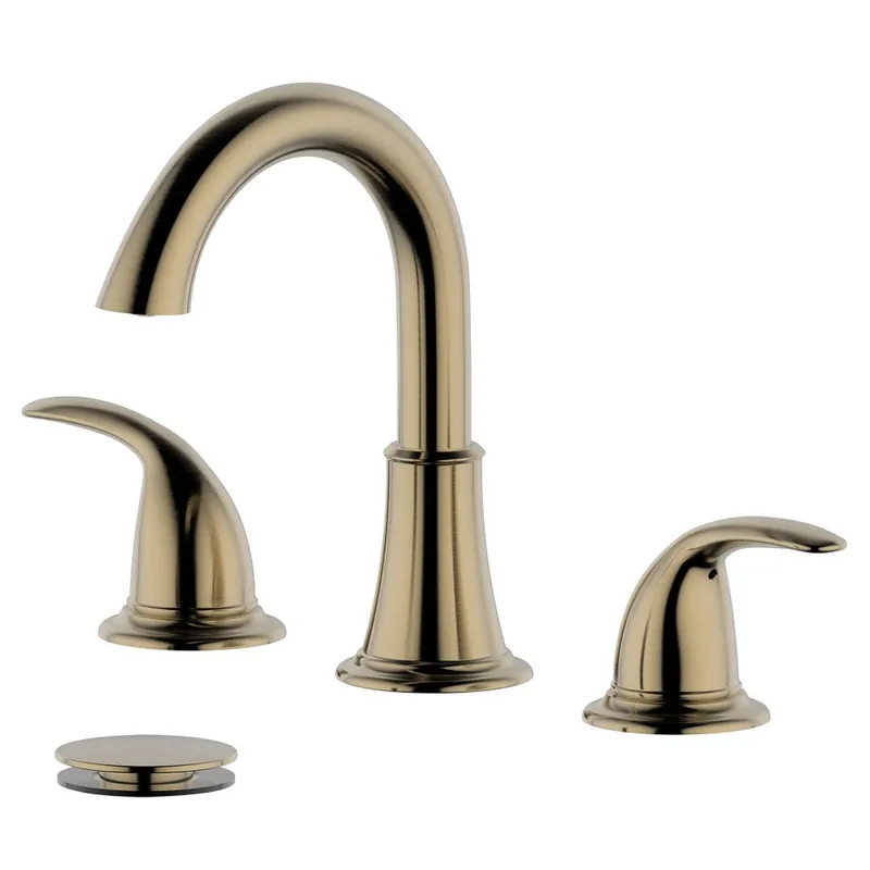 Hot Deal Bellaterra Home Karmel 7" Double-Handle Widespread Gold Bathroom Sink Faucet With Overflow Drain Assembly