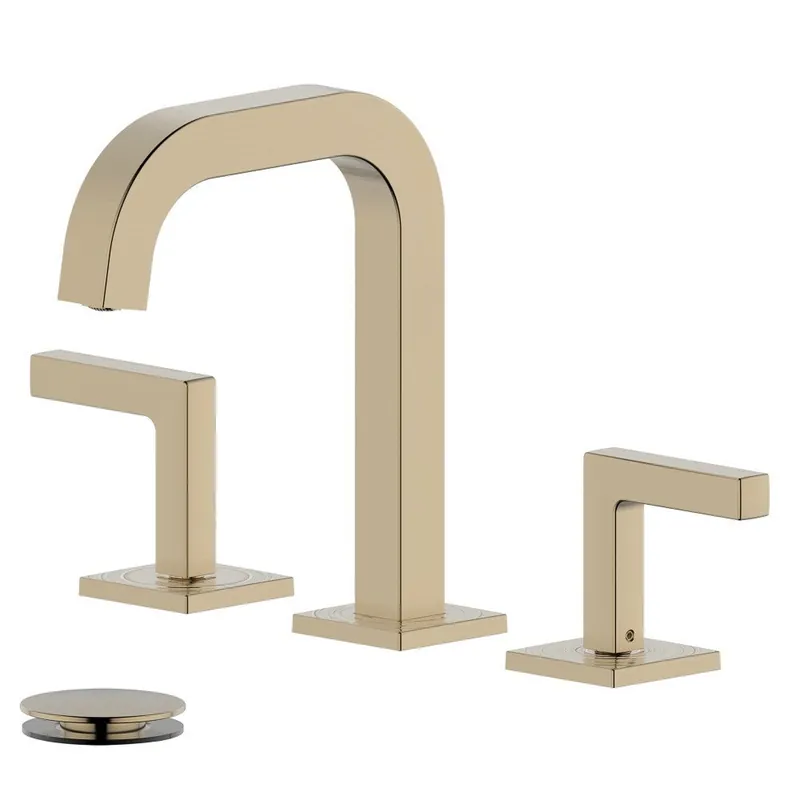 Get Yours Bellaterra Home Kiel 7" Double-Handle Widespread Gold Bathroom Sink Faucet With Overflow Drain Assembly