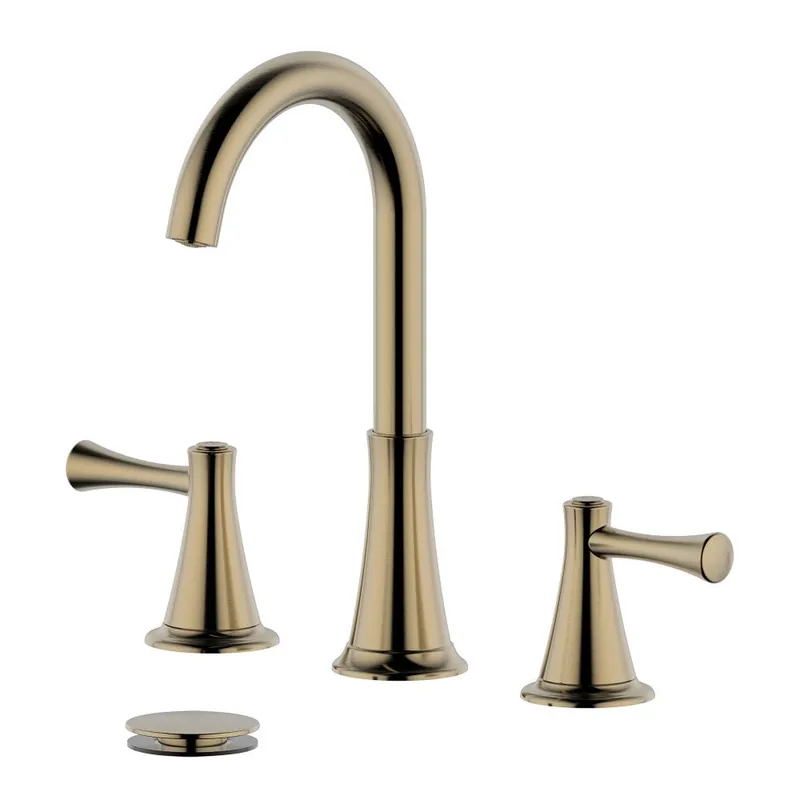 Bellaterra Home Kassel 7" Double-Handle Widespread Gold Bathroom Sink Faucet With Overflow Drain Assembly Worldwide Shipping