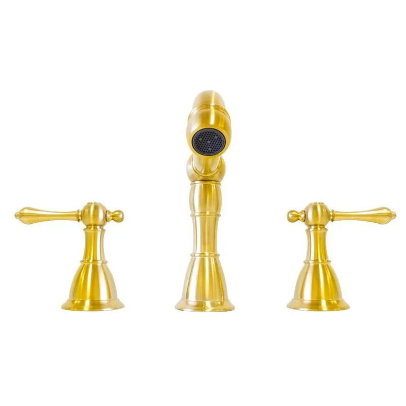 Markdown Bellaterra Home Messina 6" Double-Handle Widespread Gold Bathroom Faucet With Overflow Drain Assembly