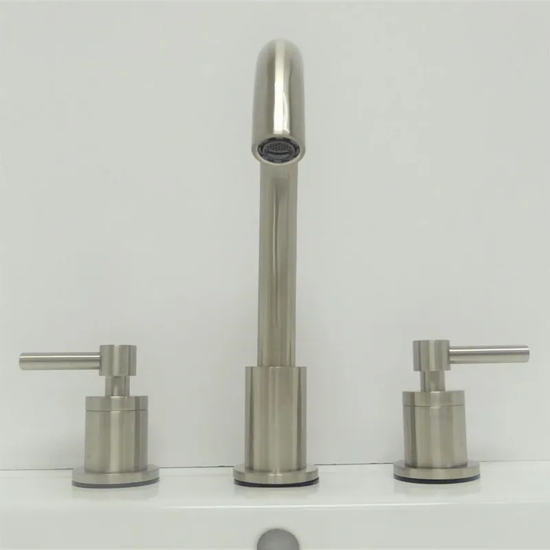 Discount Bellaterra Home Faenza 10" Double-Handle Widespread Brushed Nickel Bathroom Faucet With Overflow Drain Assembly