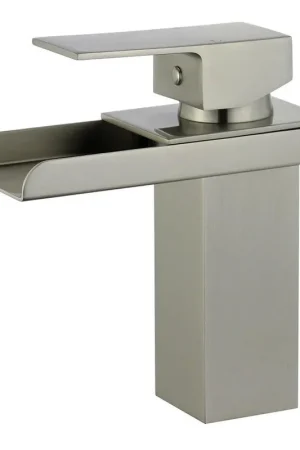 Authentic Bellaterra Home Pampalona 6" Single-Hole and Single Handle Brushed Nickel Bathroom Faucet With Overflow Drain