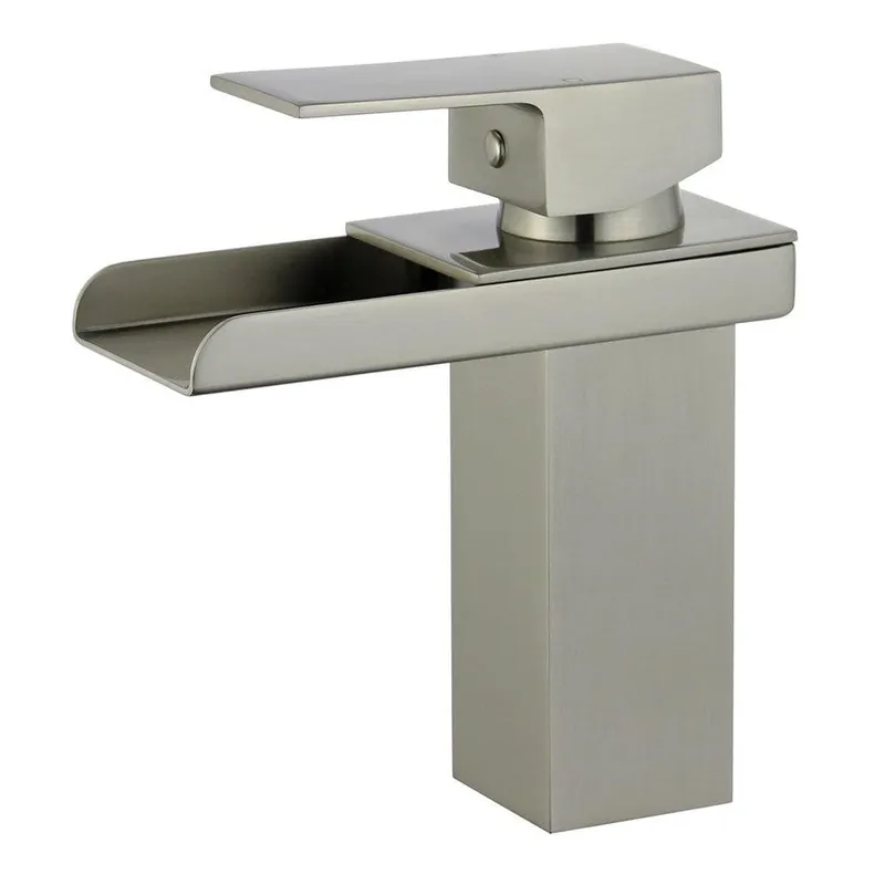 Authentic Bellaterra Home Pampalona 6" Single-Hole and Single Handle Brushed Nickel Bathroom Faucet With Overflow Drain