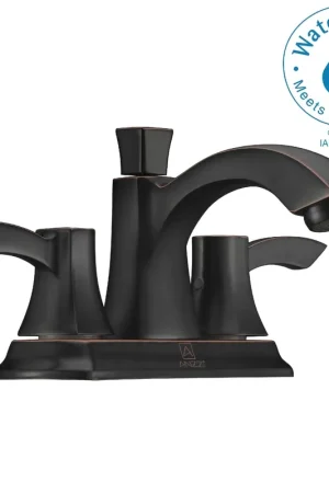 Top Pick ANZZI Vista Series 3" Centerset Oil Rubbed Bronze Mid-Arc Bathroom Sink Faucet