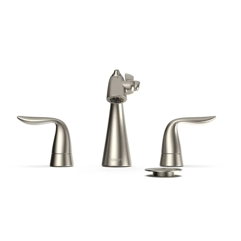 Secure Checkout Nasoni Da Vinci 8" Brushed Nickel Widespread Fountain Faucet With Pop-Up Drain