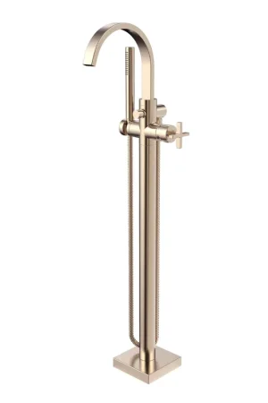 Seasonal Sale Speakman Lura 6.0 GPM Freestanding Cross Handles Brushed Bronze Roman Tub Faucet With Handshower