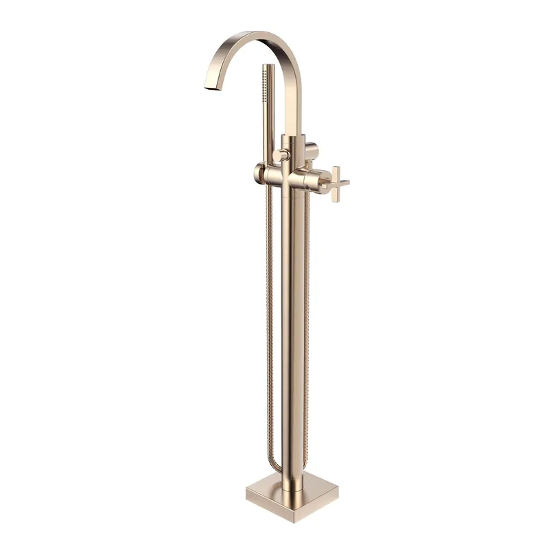 Seasonal Sale Speakman Lura 6.0 GPM Freestanding Cross Handles Brushed Bronze Roman Tub Faucet With Handshower