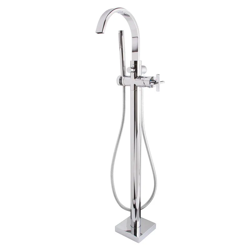 Buy Online Speakman Lura 6.0 GPM Freestanding Cross Handles Polished Chrome Roman Tub Faucet With Handshower