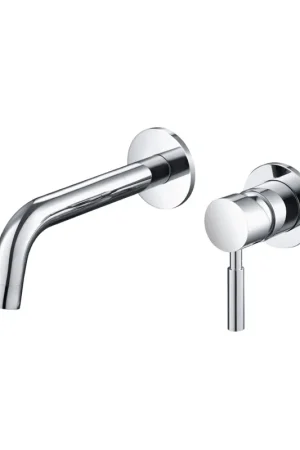 Buy Direct Flusso Faucets Serie 100 6" Two-Hole Chrome Wall-Mounted Bathroom Sink Faucet With Rough In Valve