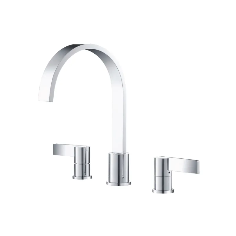 Flusso Faucets Serie 145 12" Three-Hole Chrome Solid Brass Deck-Mounted Roman Bathtub Faucet With Volume Control Valve Brand New