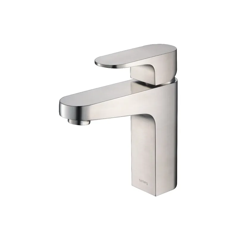 Flusso Faucets Serie 180 6" Single-Hole Brushed Nickel PVD Solid Brass Deck-Mounted Bathroom Sink Faucet With Drain Viral