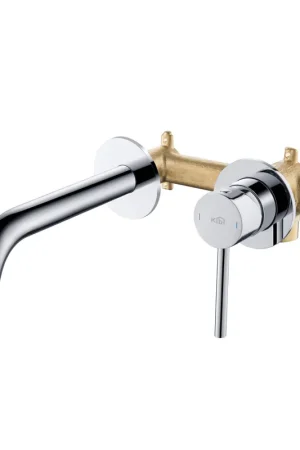 KIBI Circular Wall Mounted Single Handle Chrome Solid Brass Bathroom Sink Faucet Price Cut