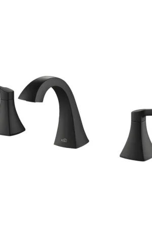 KIBI Pyramid 8" Widespread Matte Black Solid Brass Bathroom Sink Faucet With Pop-Up Drain Assembly Best Price