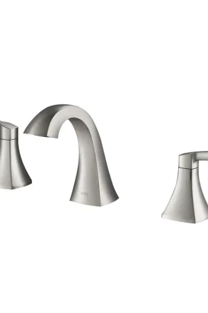KIBI Pyramid 8" Widespread Brushed Nickel Solid Brass Bathroom Sink Faucet With Pop-Up Drain Assembly Free Shipping