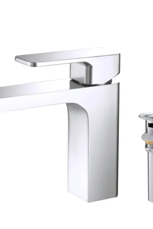 KIBI Blaze Single Handle Chrome Solid Brass Bathroom Sink Faucet With Pop-Up Drain Stopper Small Cover With Overflow Buy Online