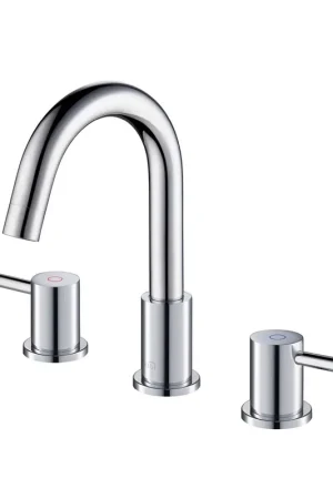 KIBI Circular 8" Widespread 2-Handle Chrome Solid Brass Bathroom Sink Faucet With Pop-Up Drain Save Now