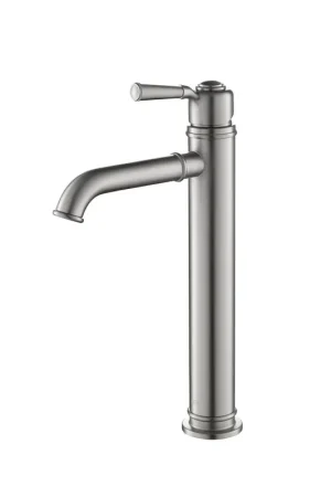 Genuine KIBI Victorian Single Handle Brushed Nickel Solid Brass Bathroom Vanity Vessel Sink Faucet