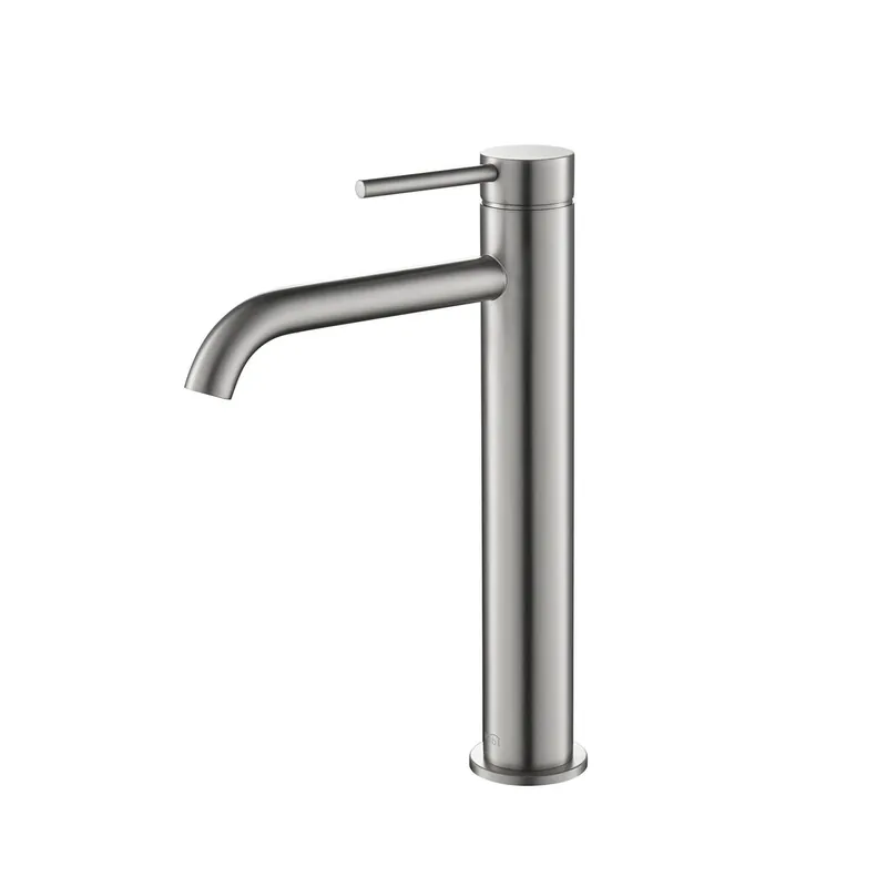 KIBI Circular Single Handle Brushed Nickel Solid Brass Bathroom Vessel Sink Faucet Place Order