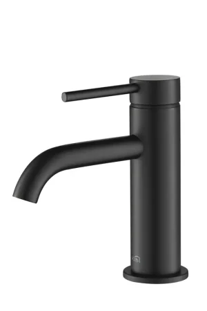 KIBI Circular Single Handle Matte Black Solid Brass Bathroom Sink Faucet Professional Grade
