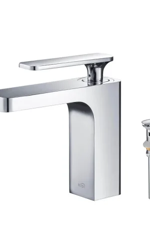 Get Yours KIBI Infinity Single Handle Chrome Solid Brass Bathroom Vanity Sink Faucet With Pop-Up Drain Stopper Small Cover With Overflow