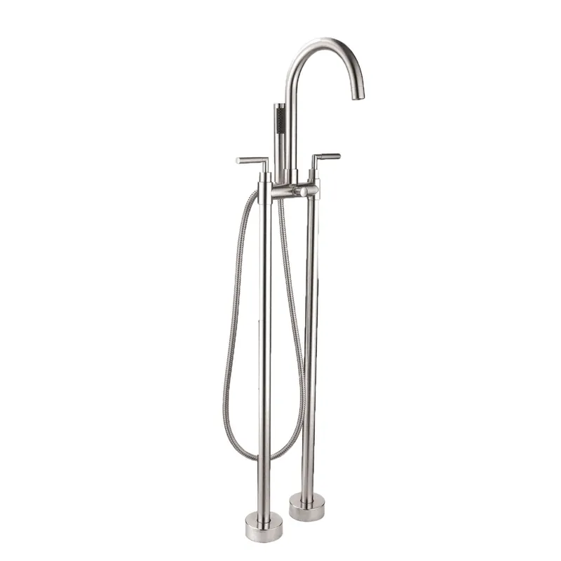 Fan Favorite Eviva Alexa Brushed Nickel Freestanding Tub Filler Trim With Diverter and Hand Shower
